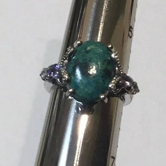 Rare Chrysocolla and Tanzanite Gemstone Ring - Picture 5 of 5